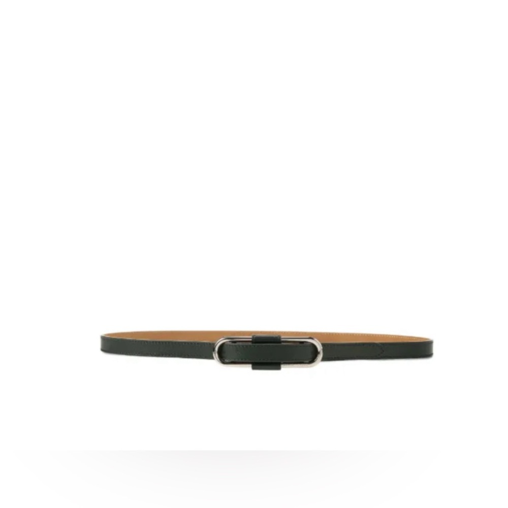 Ralph Lauren Dark Green (looks Black) Leather Belt with Silver Accent